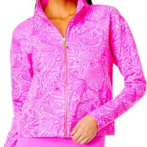 NEW Lilly Pulitzer Wrenley Zip Up Jacket Medium Cerise Pink Pinkie Promises